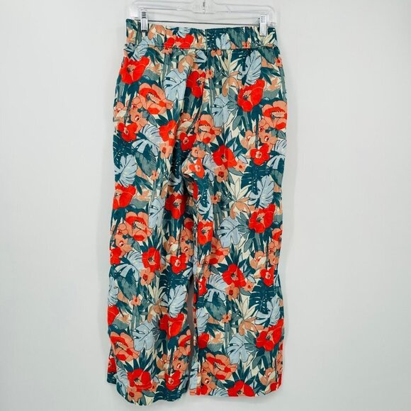 C&C California Women's Linen Wide Leg High Rise Pants Size M Floral Pull On - Picture 2 of 9